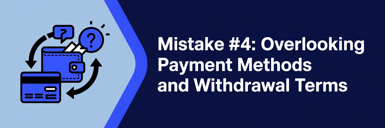 Mistake #4: Overlooking payment methods and withdrawal terms